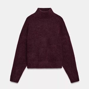 ZARA Basic Knit Soft Sweater - NWT Burgundy Size XS